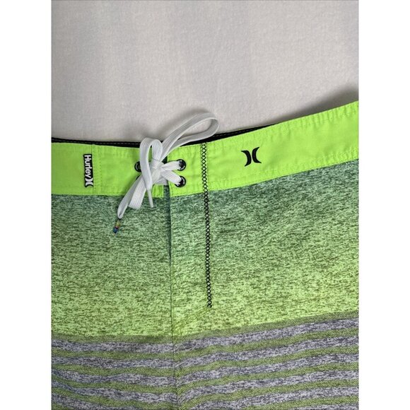 Hurley 34 swim trunks board shorts unlined surf pocket 9" inseam Lime Green Gray - Picture 4 of 10